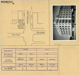 Kamienica przy ul. Świętojańskiej 122 (karta budynku z czasu okupacji niemieckiej), w której mieściła się Apteka Świętojańska.