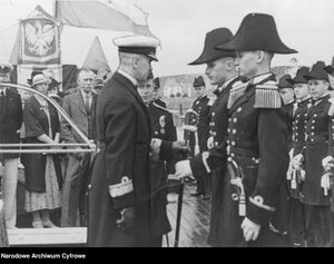 Wiceadm. Jerzy Świrski na ORP Bałtyk