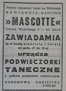 Reklama Mascotte w "Dzienniku Bałtyckim" z 1946 r.