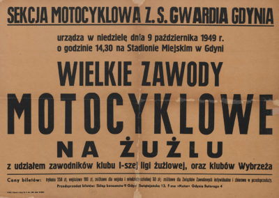 Afisz: „Zawody motocyklowe na żużlu”