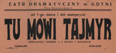 Afisz teatralny – „Tu mówi Tajmyr”