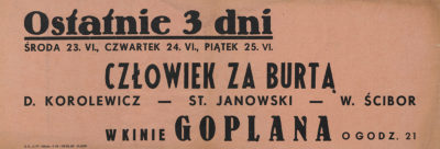 Afisz kinowy ?Człowiek za Burtą?