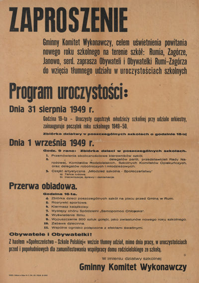 Afisz “Inauguracja roku szkolnego 1949-50”