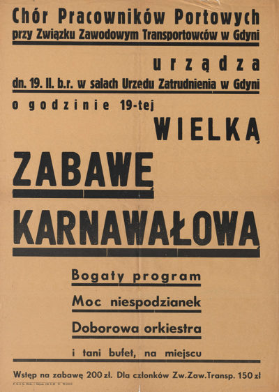 Afisz – Wielka zabawa karnawałowa