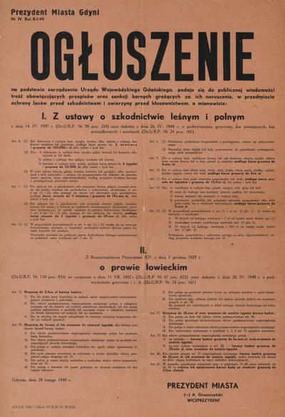 Afisz – Ogłoszenie prezydenta miasta Gdyni