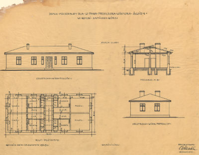 Rysunek projektu budowlanego „Domku mieszkalnego dla w. Pana profesora Wiktora Świdy w Gdyni, Kamienna Góra”