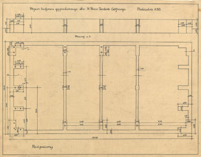 Rysunek projektu budynku gospodarczego dla w. Pana Teodora Górskiego.