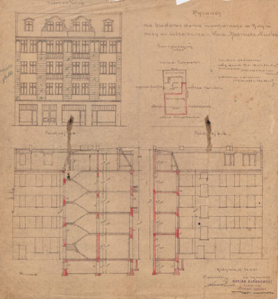 Rysunek na budowę domu mieszkalnego w Gdyni przy ul. Abrahama – właść. Kazimierz Mucha