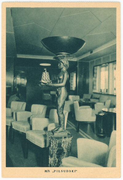 Rzeźba „Europa” w salonie wielkim na m/s Piłsudski