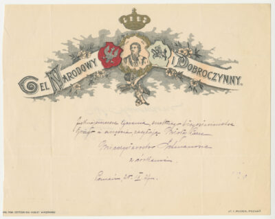 Telegram okolicznościowy z życzeniami z okazji dnia ślubu, z wizerunkiem gen. Tadeusza Kościuszki