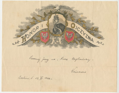 Telegram okolicznościowy z życzeniami, z wizerunkiem księcia Józefa Poniatowskiego