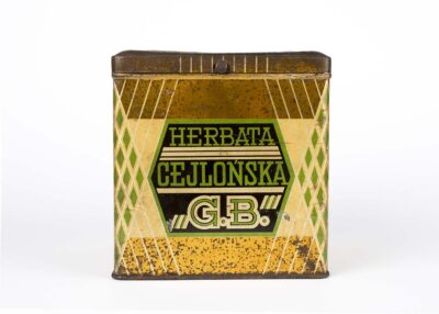 Puszka metalowa z pokrywką po herbacie „Cejlońskiej”
