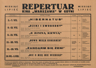 Repertuar kina Warszawa w Gdyni w lipcu 1971 r.