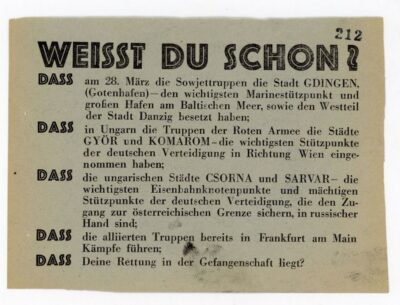 Weisst du schon? („czy już wiecie?”) – radziecka ulotka propagandowa